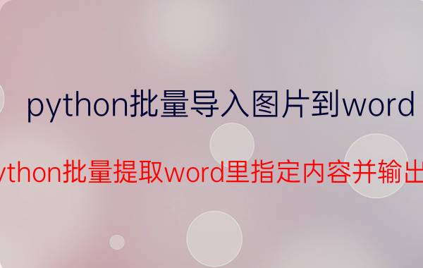 python批量导入图片到word 如何用Python批量提取word里指定内容并输出为Excel？